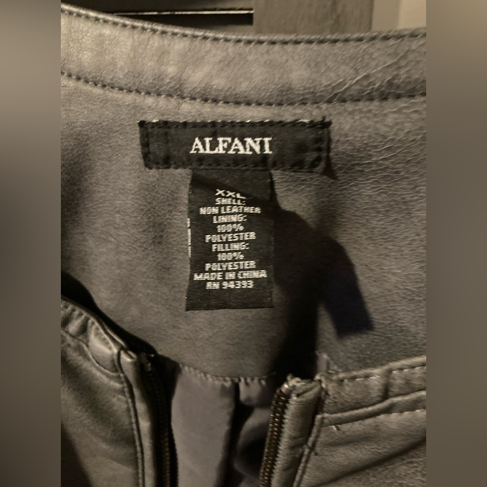 BNWOT Alfani Charcoal Leather Jacket XXL - Picture 3 of 3